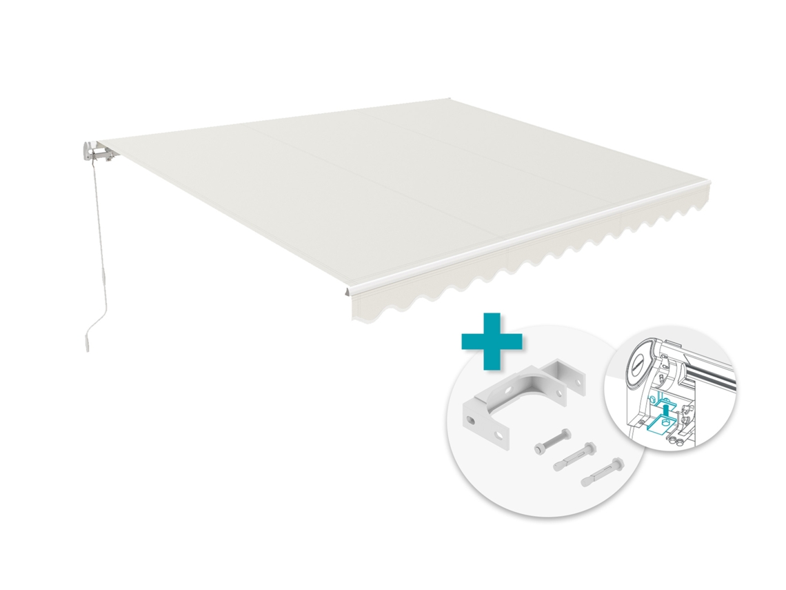Toldo Monobloco Vecchio 4x3m Branco Com Bege Tído E Fixação No Teto