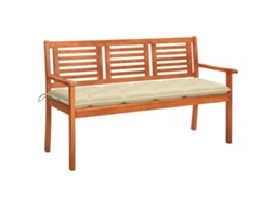 Vidaxl Banco De Jardim 3 Lugares C/ Almofadão 150 Cm Eucalipto Maciço