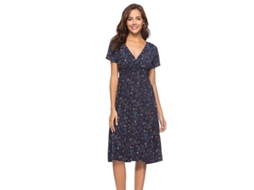 2026 vestido Floral de Chiffon Con Cuello V Profundo Y Mangas Cortas para Verano Playa Boho Midi Mujer