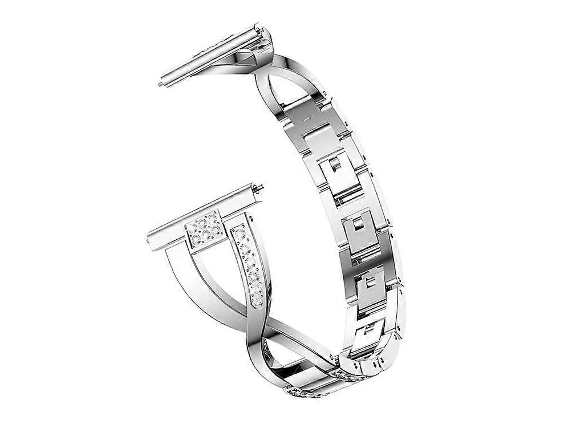 Pulseira de aço inoxidável com strass em formato de X para Samsung Galaxy Watch3 45mm Smart Watch Ly Ebike