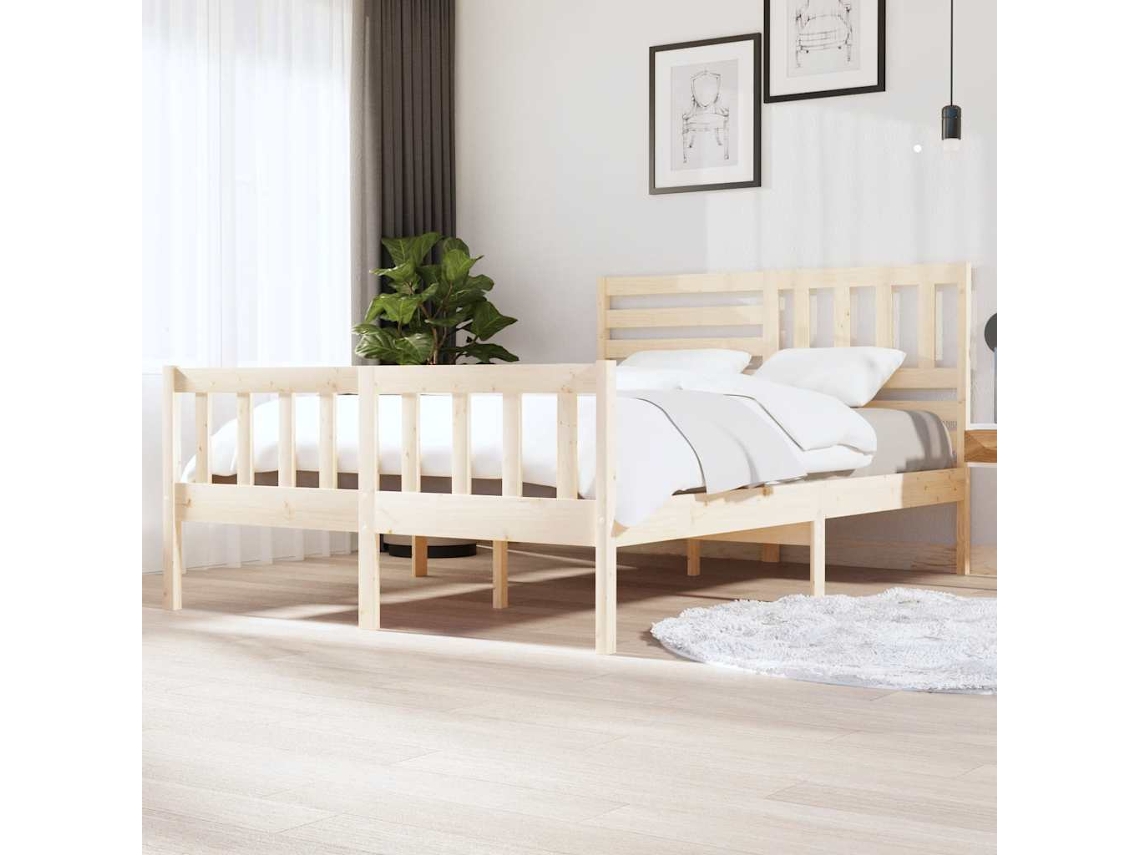 Vidaxl Estrutura De Cama 140x200 Cm Madeira Maciça