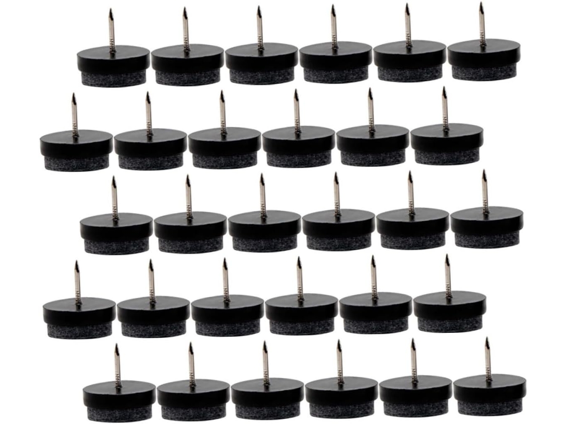 Lifkome 50 Peças Protetores De Feltro Plástico Preto Para Pés Cadeiras E Móveis, 28mm, Para Fixação Com Pregos
