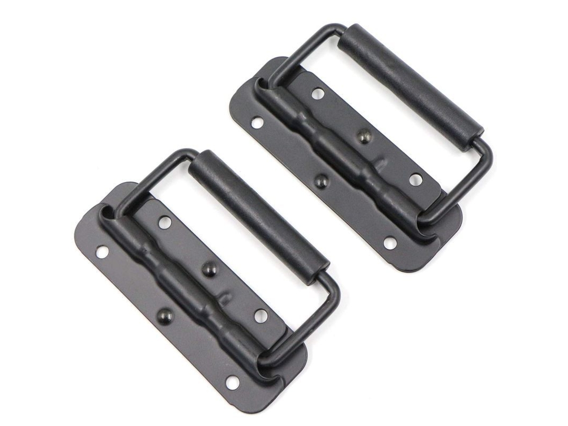 Mango De Acero Inoxidable Plegable Para Cajas Herramientas Con Resorte Y Cubierta De Goma Negra 2 Pack