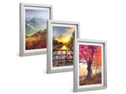 Quadros Decorativos Para Paredepaisagens De Montanha De Bicicleta Moldura Prateada Quadros Para O Escritório Espelharte (3 Peças 20x30 Cm)
