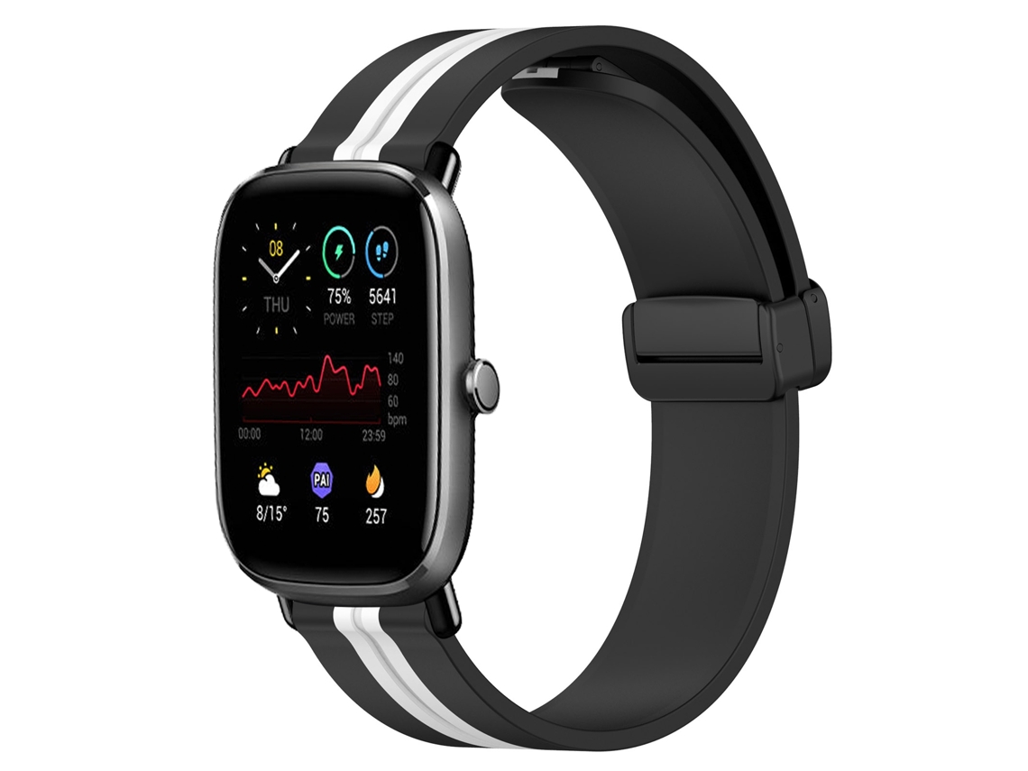 Bracelete de Smartwatch para Amazfit GTS 2 Mini 20mm de silicone com fecho magnético dobrável (preto + branco)