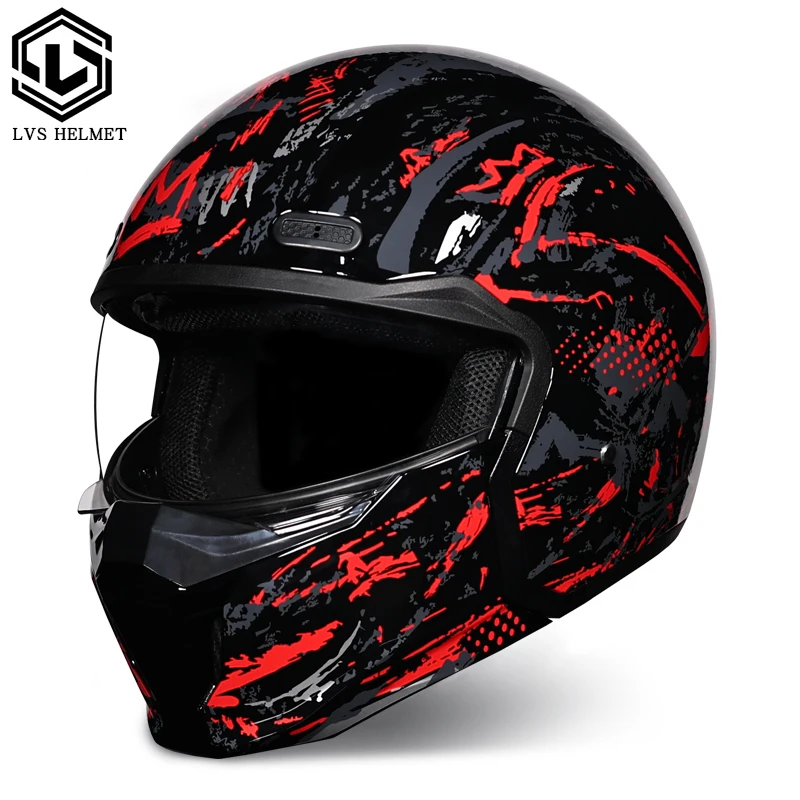 Capacete Street Fighter Combo Em Abs Com Certificação (m)dot E Protetor De Queixo Removível.