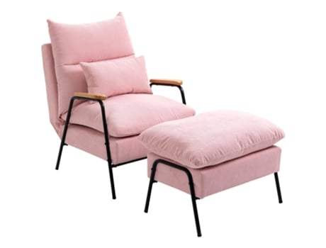 Poltrona Com Puff, Reclinável, Estofamento Macio, Rosa Panshiyuan (68x91.5x88cm)