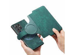 Capa Para Samsung Galaxy S25 / S24 Em Couro Retrô Com Carteira Magnética, Flip. Verde Czhhmart