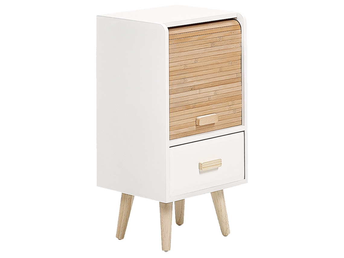 Mesa De Cabeceira Com Gaveta Beliani Nesika De Mdf Branco 30x25x56