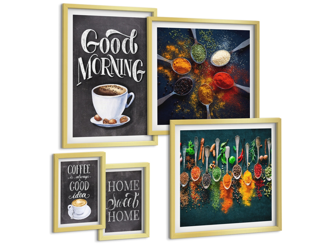 Conjunto De Pinturas Ideias De Café Para Apreciadores Espelharte (5 Peças)
