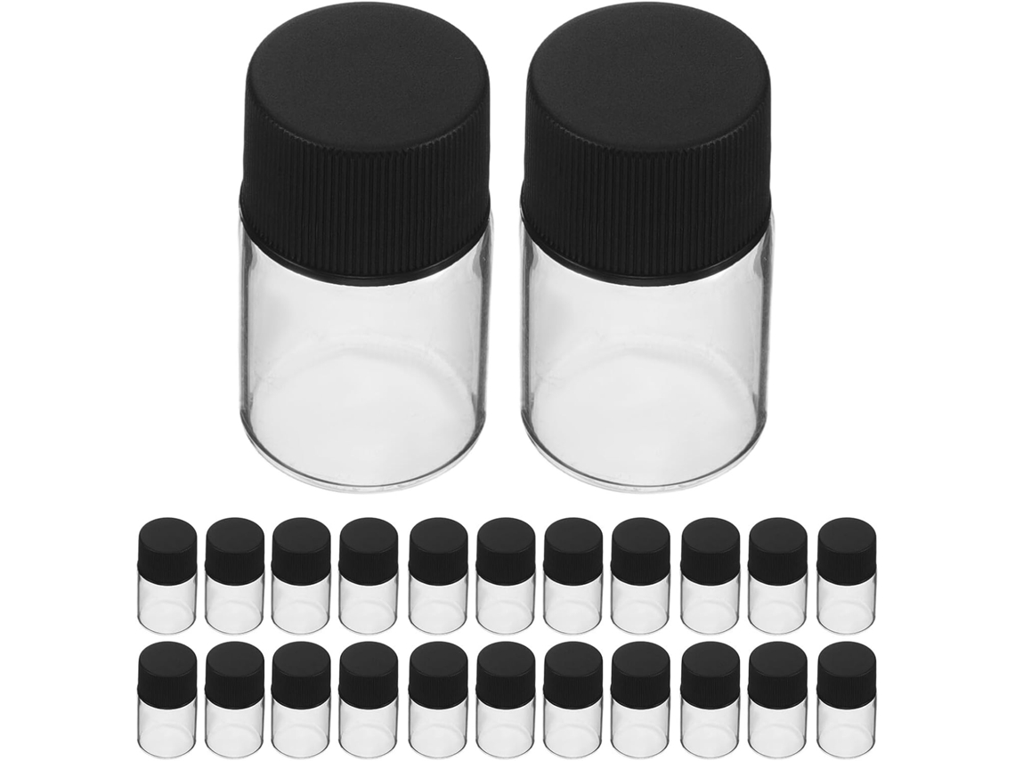 Frascos De Vidro Transparente De 5ml, Pacote Com 40 Frascos Pequenos Com Tampa E Rolha Brancas.