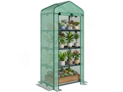 Serra For Plants Verticale With Shelf Has 4 Shelves In Steel Is Foot Dark Green 70x50x160cm