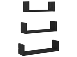 Prateleiras Parede 3 Pcs Derivados Madeira Carvalho Preto MAISON EXCLUSIVE