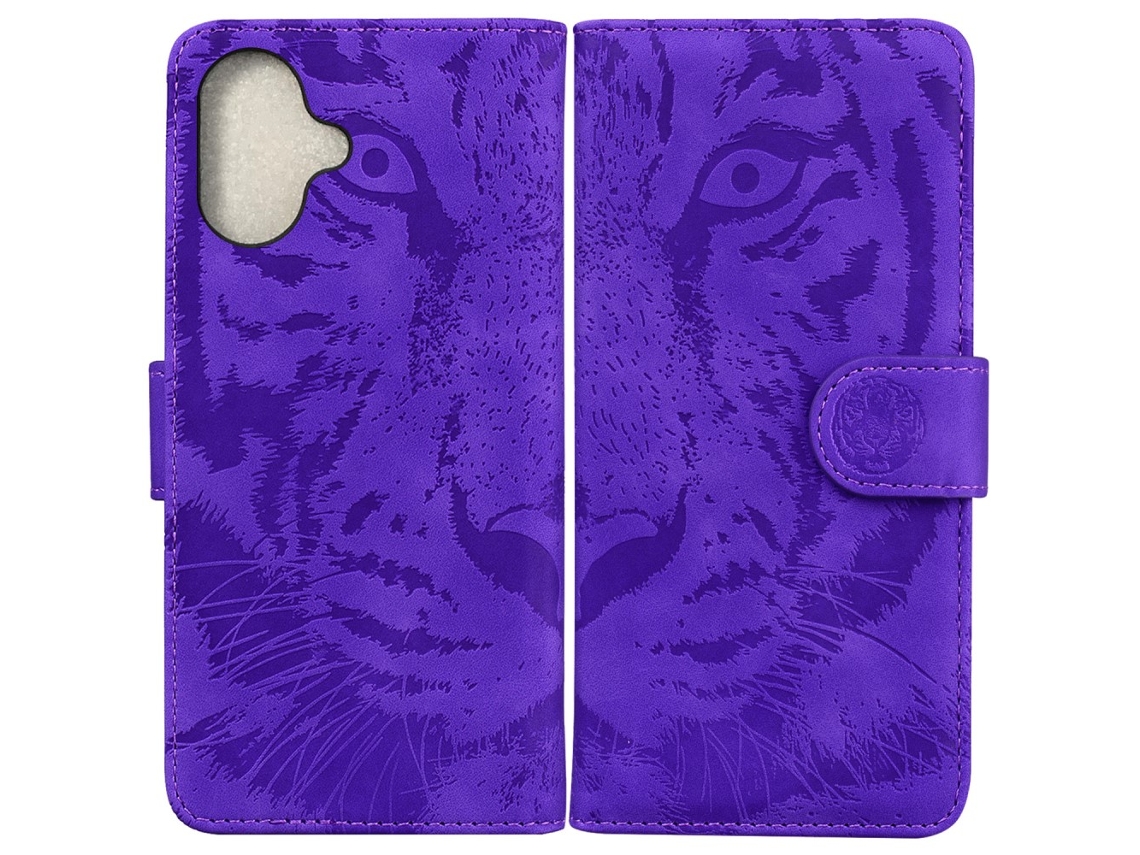 Capa Em Couro Pu, À Prova De Choque, Para Apple Iphone 16 Plus - Roxo