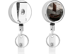 Porta Crachá Em Formato De Barco Antigo, Compacto E Leve, Retrátil, Em Metal, Com Clipe E Chaveiro Ideal Para