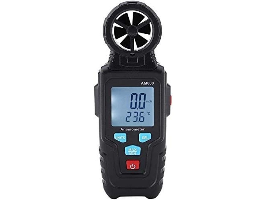Anemômetro Digital AM600 com Tela LCD Retroiluminada para Velocidade do Vento e Temperatura S/MARCA