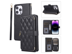 Capa Pega Para Iphone 14 Pro Max Pele Sintética Preto