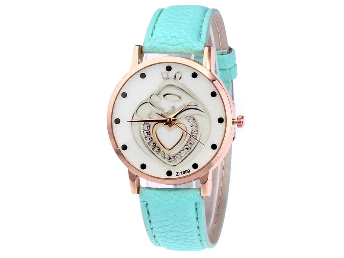 Relógio de pulso unissex de quartzo com pulseira de couro para momentos de lazer (verde menta)