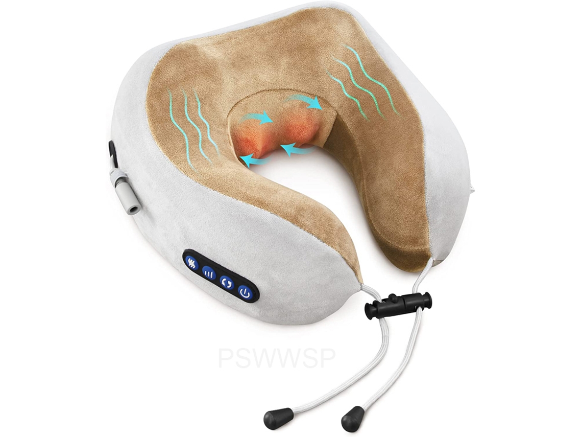 Almofada De Viagem Com Massagem Cervical Aquecida E Vibratória Em Espuma Viscoelástica Para Alívio Da Fadiga Dor. Ideal Relaxar O Aquaforge