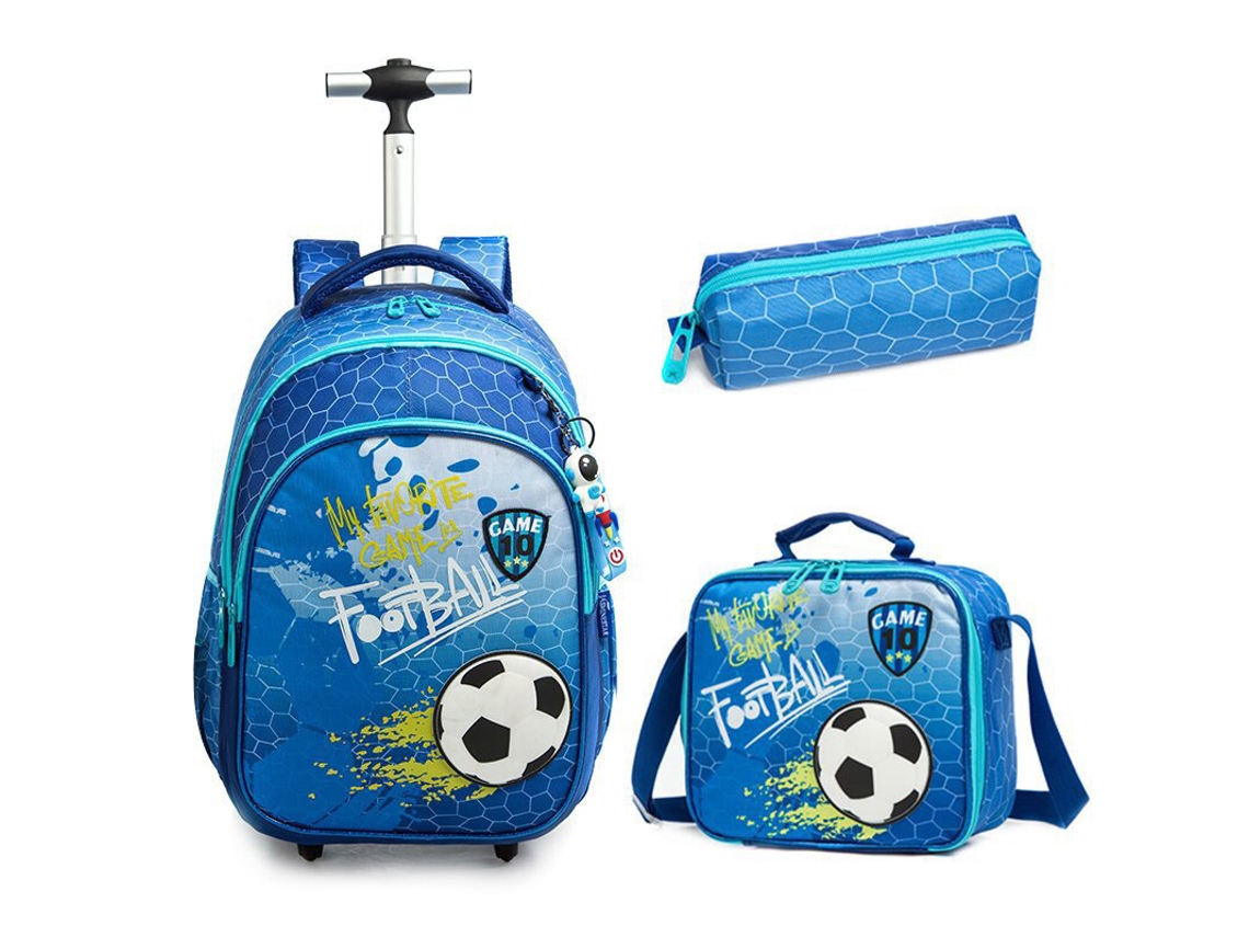 Mochila Escolar Infantil FEGAR2 com Rodas Mochila Carrinho Conjunto 2 com Lancheira