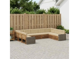 Vidaxl Conjunto De Sofás Para Exterior 9 Unid. Natural E Bege