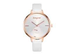 Relógio de Pulseira Feminino Zhoulianfa Quartzo com Pulseira de Couro Pu Branco