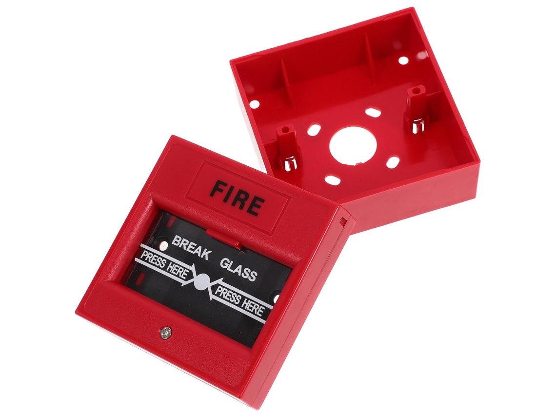 Botão de alarme de quebra de vidro em plástico vermelho para segurança residencial, resistente.