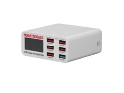 Carregador Usb De 6 Portas Com Display Digital Inteligente - Laxiscreed, Alta Compatibilidade De Tensão