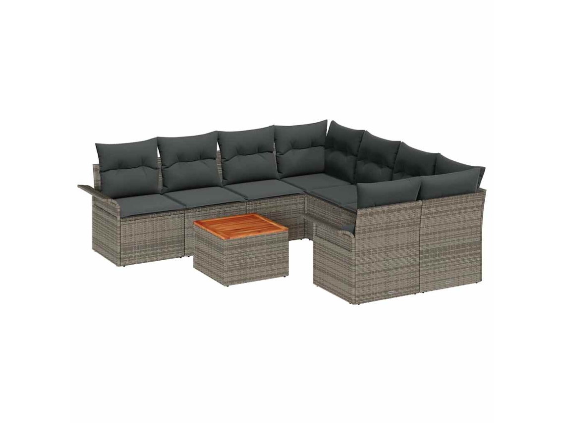 Conjunto 9 Conjunto De Sofás Vidaxl Cinzeto Vime Pe (55 X 55 X 37 Cm)