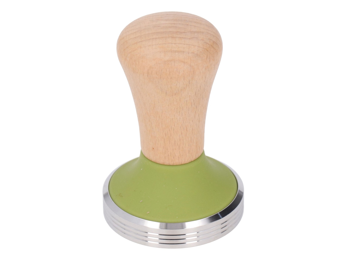 Prensa De Café Em Madeira Faia Com Cabo, Para Pó Base Aço Inoxidável Iniciantes E Baristas, Verde 58 Mm