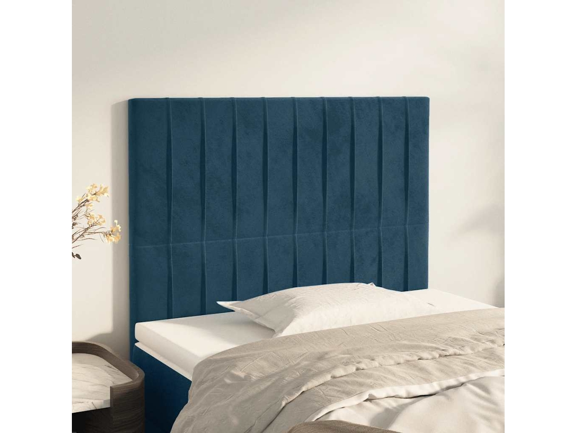 Vidaxl Cabeceira Azul Escuro 100x5x118/128 Cm Veludo