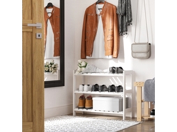 Sapateira Madeira de 3 Níveis para Até 9 Pares Sapatos P/ Entrada Corredor Dormitório 70x26x57.5cm Branco