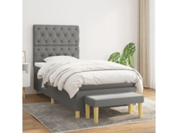 Vidaxl Cama Com Molas/colchão 80x200 Cm Tecido Cinzento-escuro