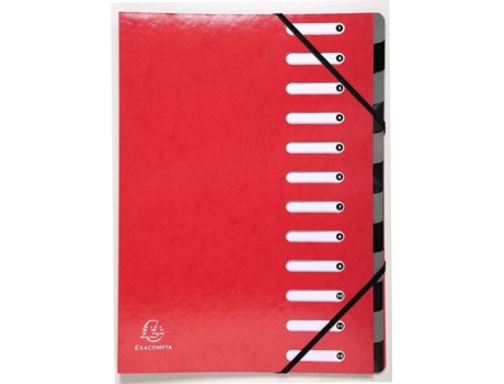 Separador em Branco, Cartão, 12 Secções, A4, Vermelho
