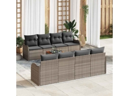 Vidaxl Conjunto De Sofá De Jardim 9 Pcs Cinzeto Vime Pe