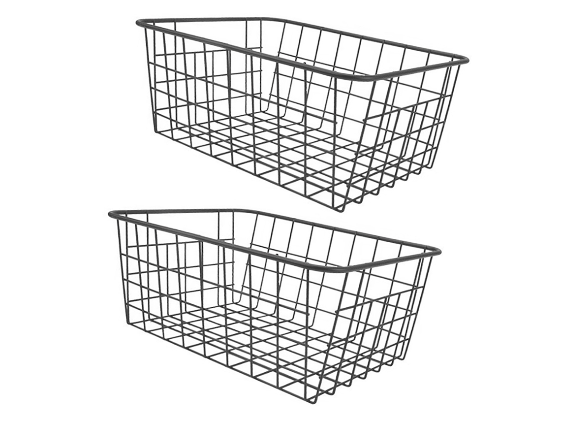 Cesto de armazenamento de ferro anti ferrugem para freezer, grande capacidade, 2pcs, preto em S/MARCA