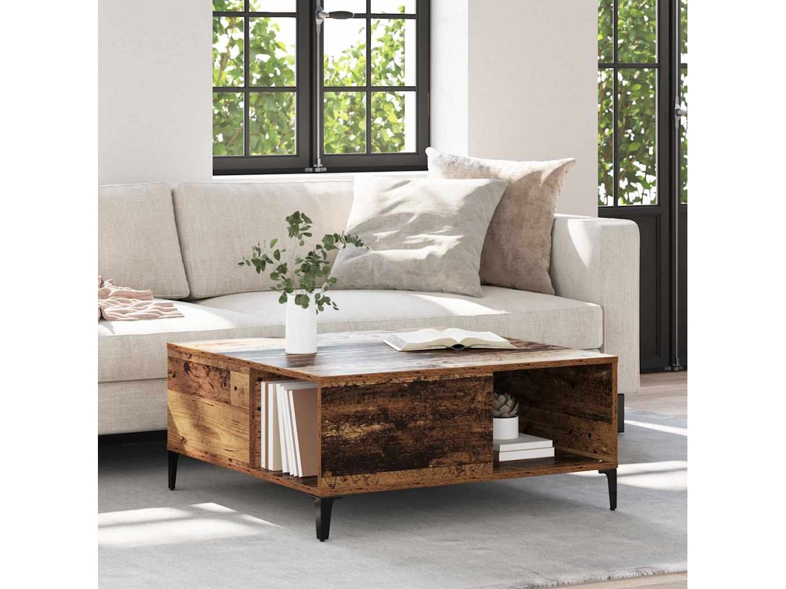 Vidaxl Mesa De Centro Madeira Antiga 80 X 80 X 36,5 Cm