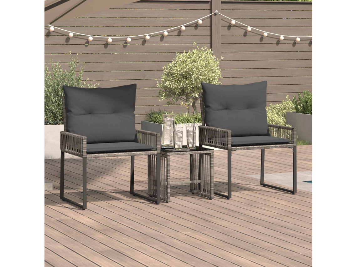 Vidaxl Conjunto de Móveis para Exterior 7 Pcs Cinza e Cinza Escuro