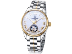 Lurelia Relógio Mecânico Masculino, Automático, Mostrador Esqueleto, Turbilhão, Aço Inoxidável, Resistente À Água 30m, Prata, Branco