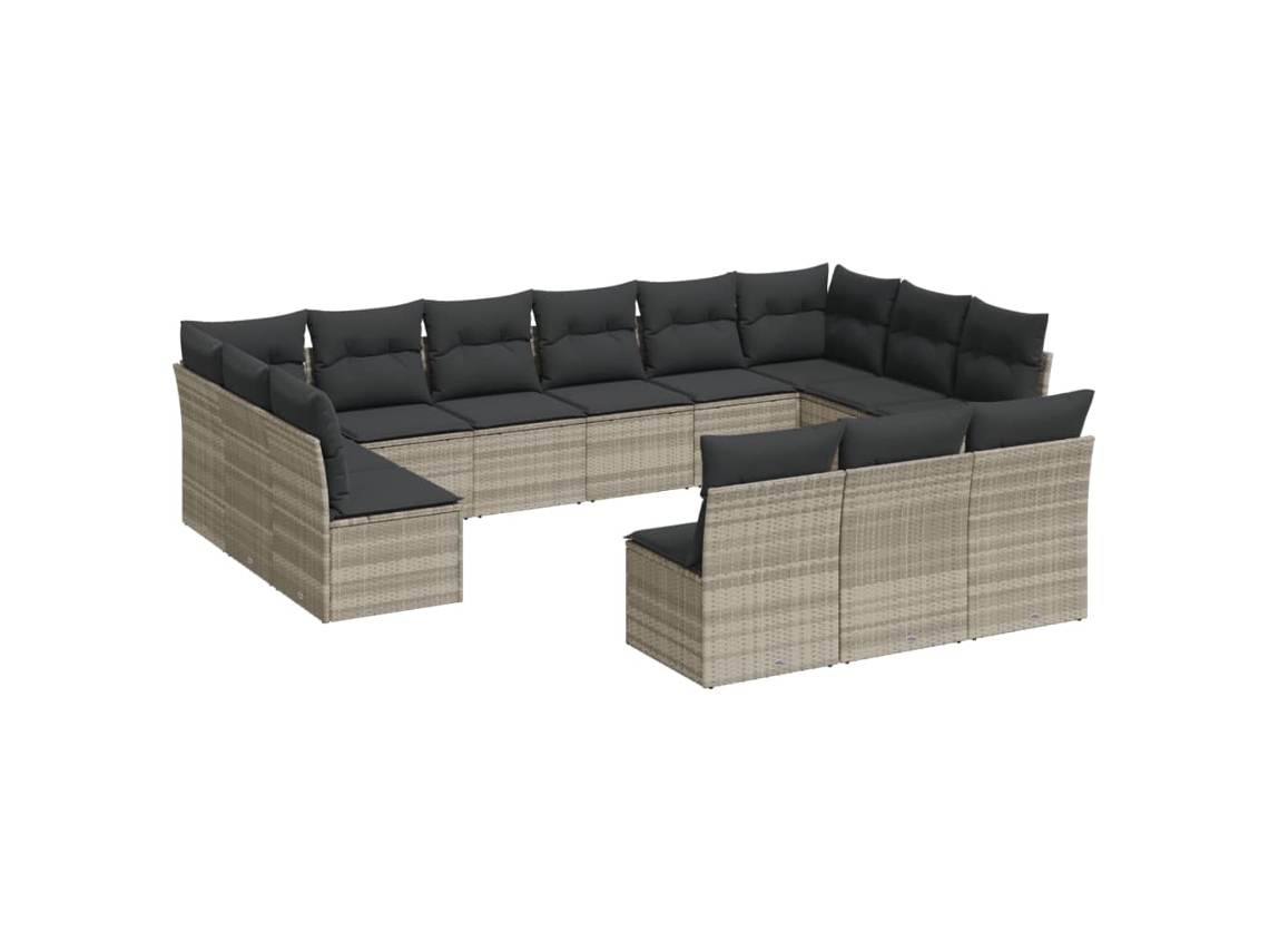 Conjunto de 13 Sofás Jardim com Almofadões Vime Pe Cinzento Claro MAISON EXCLUSIVE (90x200 cm)