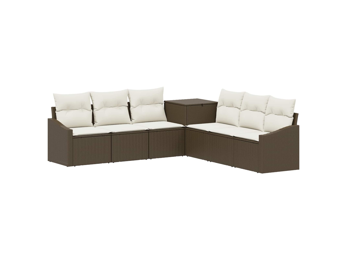 Vidaxl Conjunto De Sofás 7 Pcs Marrom E Branco Creme