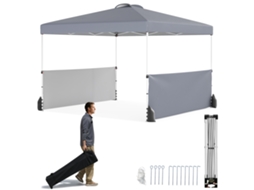 Toldo dobrável com duas laterais curtas COSTWAY altura ajustável 3x3m tecido Oxford cinza