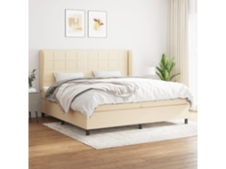 Vidaxl Cama Com Molas/colchão 200x200 Cm Tecido Cor Creme