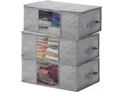 Sacos Dobráveis ​​para Guardar Roupas , Ideais Para Guardar Embaixo Da Cama, Com Zíper, Para Cobertores E Roupas (cinza) Olysi Shop (pacote Com 3)