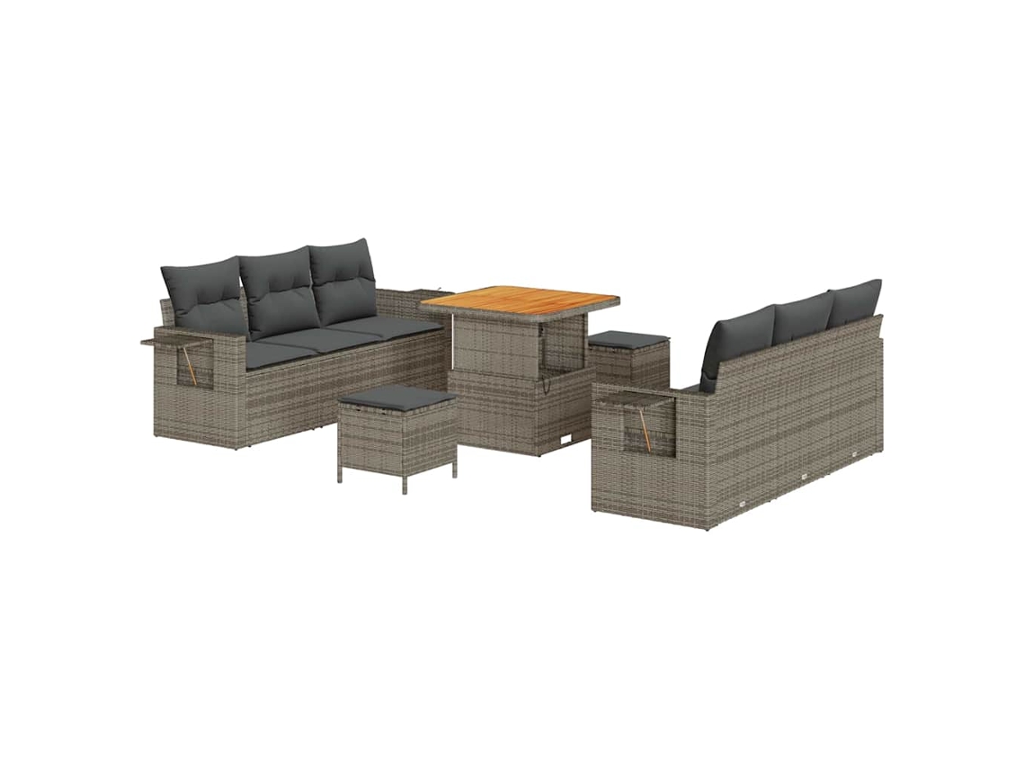 Maison Exclusive - Conjunto De Sofá De Jardim Com Almofada Manual 9 Pcs Cinzeto