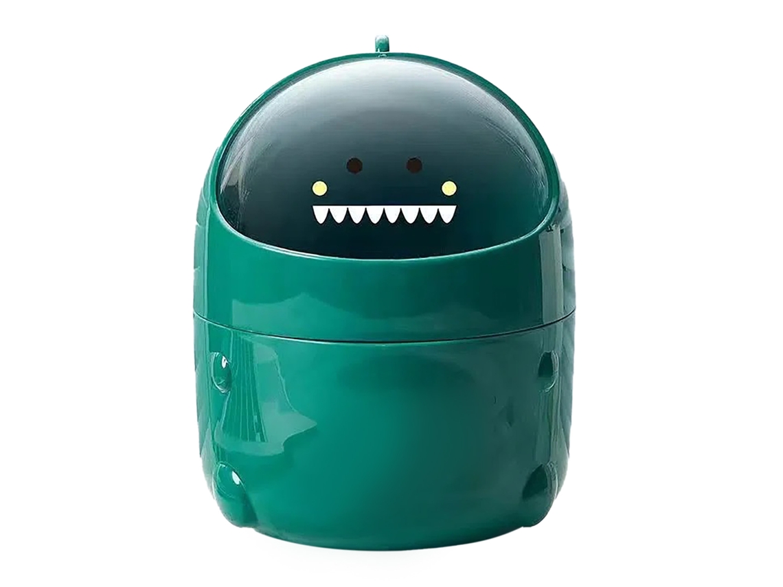 Baok-lixeira De Plástico Pequena E Cute Para Mesa Com Tampa S Verde