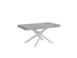 Mesa Extensível Volantis 200/460x90 Cm Concreto Pernas Brancas Itamoby