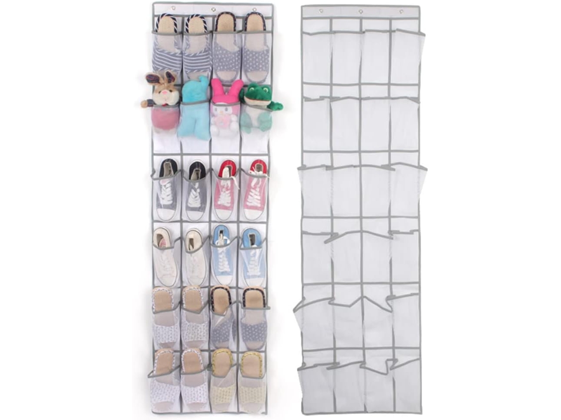2 Peças De Sapateira Suspensa Com 24 Bolsos Sobre A Porta, Sapateira Dobrável Com Malha Visível Para Sapatos Aquaforge (branca)