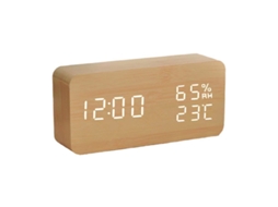 Despertador Eletrônico De Madeira, Relógio Digital Com 3 Configurações De Alarme, Hora De Alarme Digital Alimentada Por Usb SUNNY SPACES