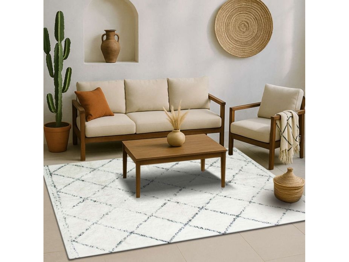 Tapete - A Fábrica De Decoração - Berbere Losanges Retangular - 160x230 Cm - Algodão - Padrão Losango